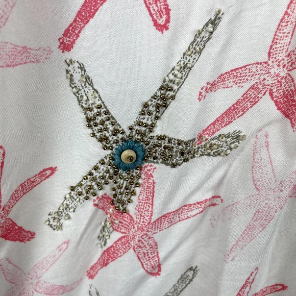 SKEMO Seashells Starfish Tunic Kaftan Beaded Top M - Picture 3 of 9